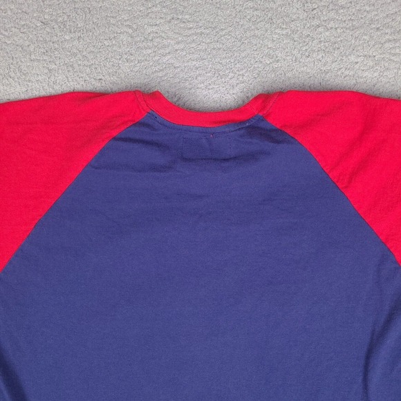 Croxbie & Chill T-Shirt Mens XL Blue Red Raglan Athletic Department - Picture 7 of 11